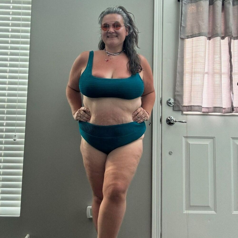 womans Time & Tru Teal Blue Two Piece Bikini Swimsuit Set plus Size XL (16-18)